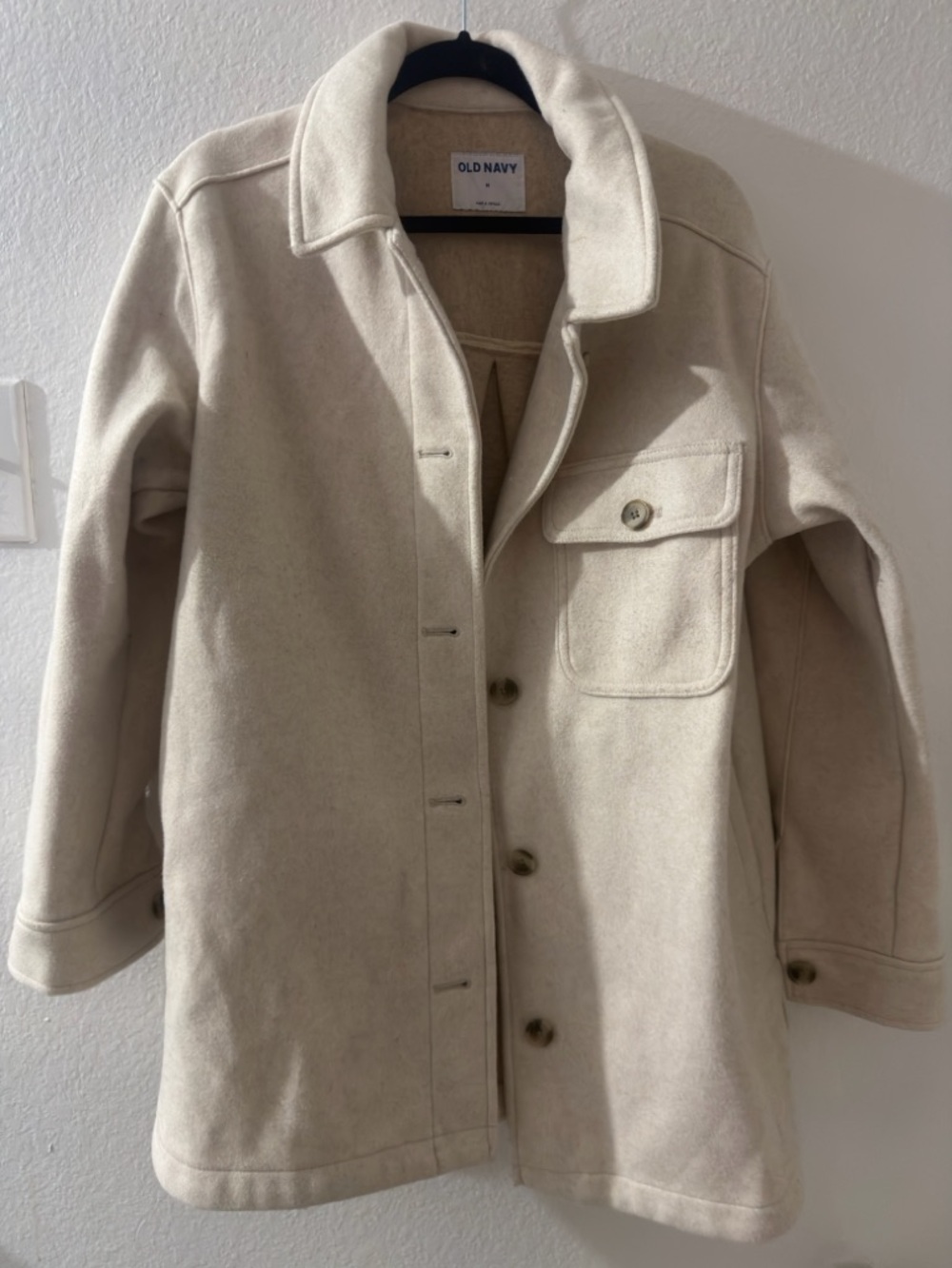 Old Navy Cream Utility Wool-Blend Jacket